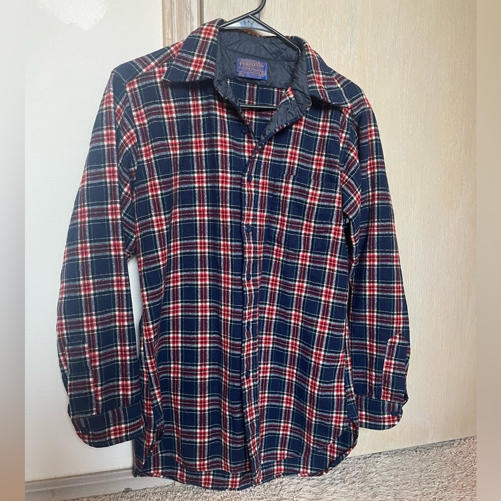 Pendleton Red and Black Wool Plaid Coat